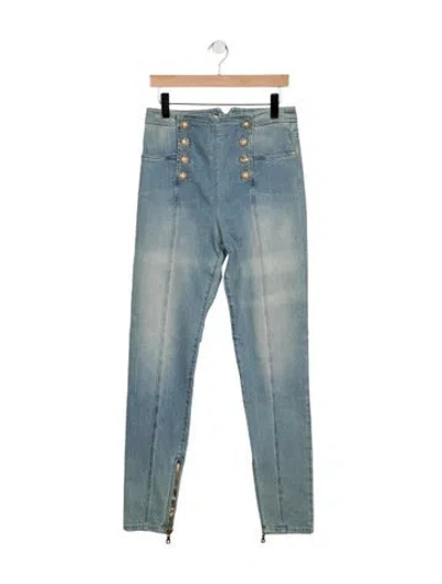 Pre-owned Balmain High-rise Skinny Leg Jeans In Blue
