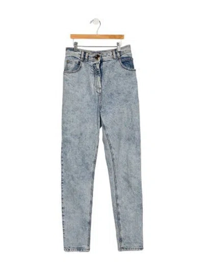 Pre-owned Balmain High-rise Skinny Leg Jeans In White