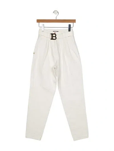 Pre-owned Balmain High-rise Skinny Leg Jeans In White