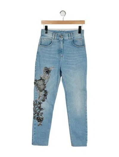 Pre-owned Balmain High-rise Straight Leg Jeans In Blue