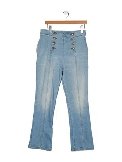 Pre-owned Balmain High-rise Straight Leg Jeans In Blue