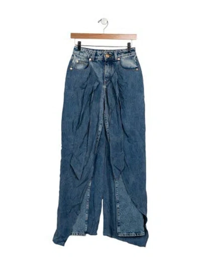 Pre-owned Balmain High-rise Straight Leg Jeans In Blue