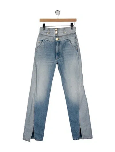Pre-owned Balmain High-rise Straight Leg Jeans In Blue
