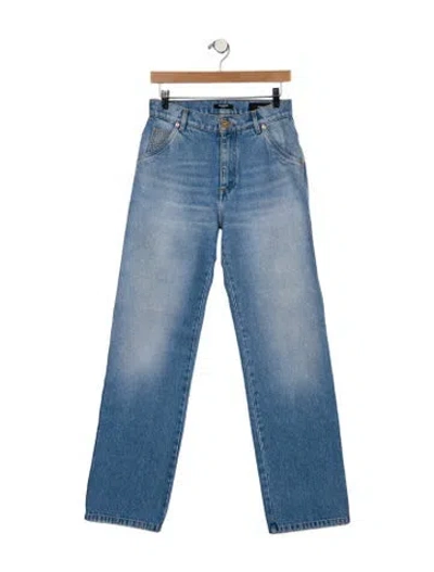 Pre-owned Balmain High-rise Straight Leg Jeans In Blue