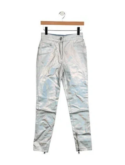 Pre-owned Balmain High-rise Straight Leg Jeans In Blue