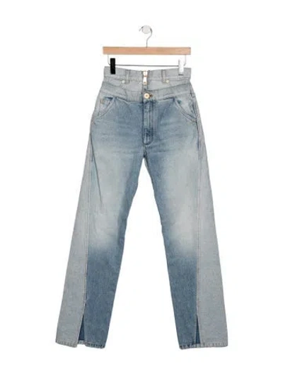 Pre-owned Balmain High-rise Straight Leg Jeans In Blue