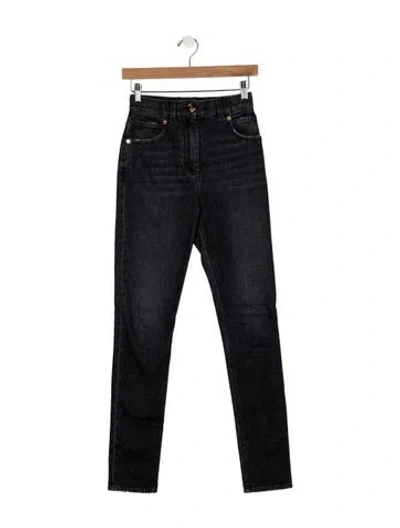 Pre-owned Balmain High-rise Straight Leg Jeans In Gray
