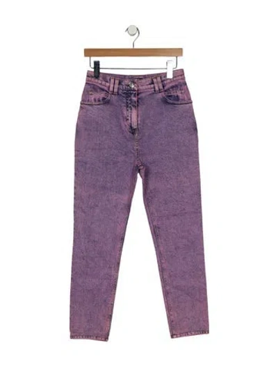 Pre-owned Balmain High-rise Straight Leg Jeans In Purple
