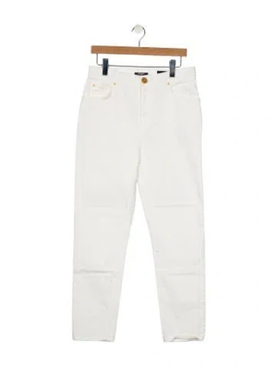 Pre-owned Balmain High-rise Straight Leg Jeans In White