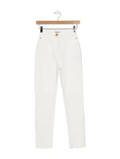 Pre-owned Balmain High-rise Straight Leg Jeans In White