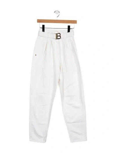 Pre-owned Balmain High-rise Straight Leg Jeans In White