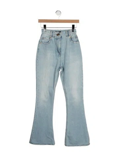 Pre-owned Balmain High-rise Wide Leg Jeans In Blue