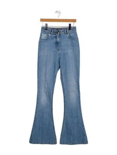 Pre-owned Balmain High-rise Wide Leg Jeans In Blue