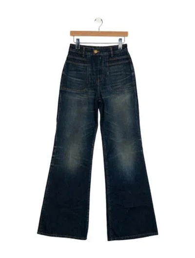 Pre-owned Balmain High-rise Wide Leg Jeans In Blue