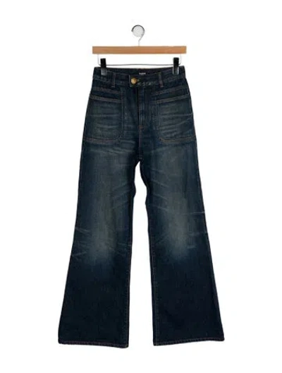 Pre-owned Balmain High-rise Wide Leg Jeans In Blue