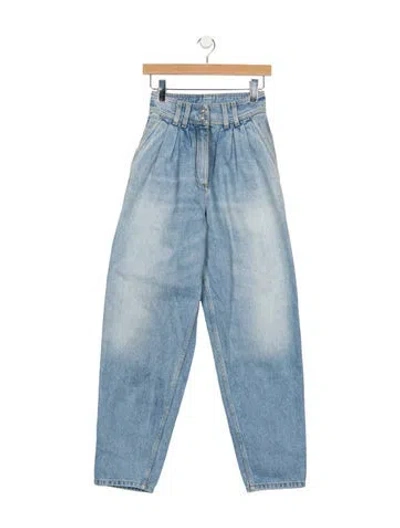 Pre-owned Balmain High-rise Wide Leg Jeans In Blue