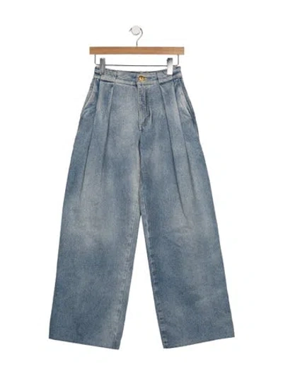 Pre-owned Balmain High-rise Wide Leg Jeans In Blue