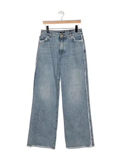 Pre-owned Balmain High-rise Wide Leg Jeans In Blue