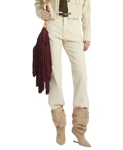 Balmain High-waisted Faded Denim Jeans In Beige In Neutral