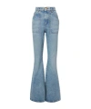 Balmain High-waisted Flared Denim Jeans In Blue