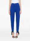 Balmain High-waisted Knit Skinny Trousers In Blue
