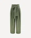 Balmain Belted Pleated Cotton And Linen-blend Twill Tapered Pants In Green