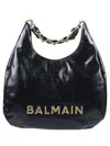 Balmain Large 1945 Moon Leather Shoulder Bag In Black