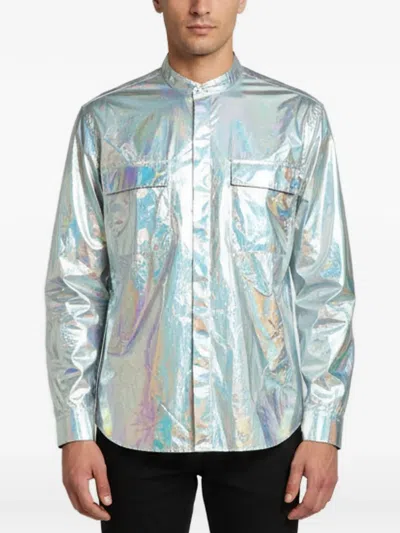 Pre-owned Balmain Holographic Oversized Shirt In Silver