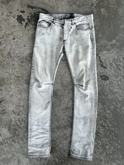 Pre-owned Balmain Homme Ss12 Dirty Wash Denim Decarnin In White
