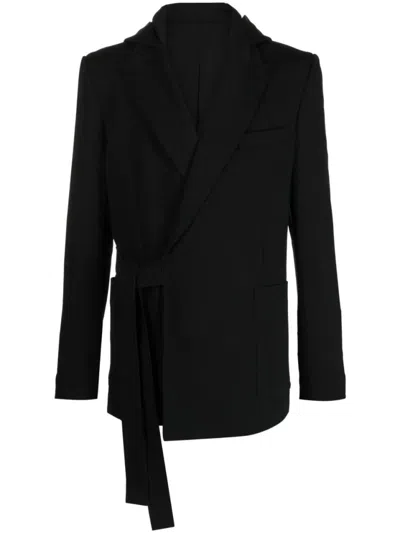 Balmain Hooded Blazer In Smooth Technical Jersey In Black