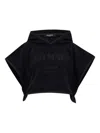 Balmain Hooded Cotton Poncho In Black