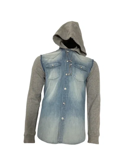 Pre-owned Balmain Hooded Denim Jacket In Blue