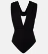 Balmain Hooded Jersey Bodysuit In Black