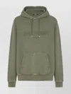 Balmain Oversize Vintage Emblem Cotton Hoodie In Green