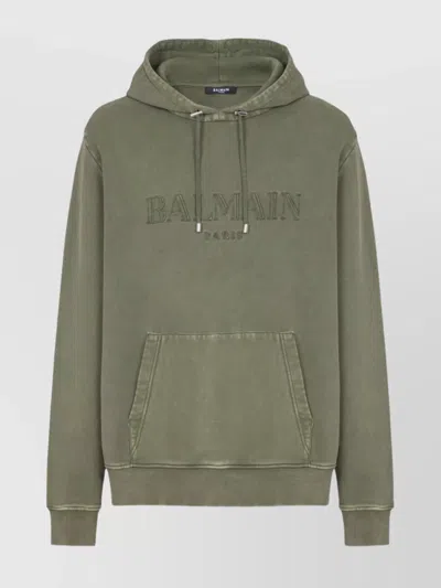 BALMAIN HOODED KANGAROO POCKET SWEATER