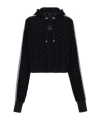 Balmain Monogram-print Cropped Hoodie In Black