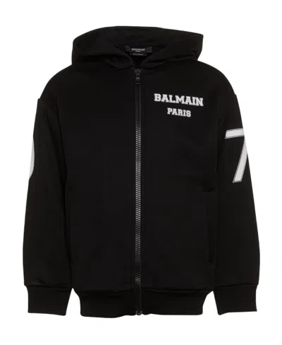 Balmain Hooded Sweater In Black