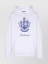 Balmain Hooded Sweater Kangaroo Pocket In White