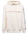 Balmain Cut-out Detail Logo-print Hoodie In Beige