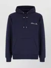 Balmain Hooded Sweatshirt With Kangaroo Pocket And Ribbed Finish In Blue