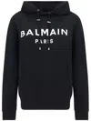 Balmain Hooded Sweatshirt With Print In Black