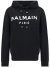 Balmain Hooded Sweatshirt With Print In Black