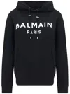 Balmain Hooded Sweatshirt With Print In Black