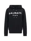 Balmain Cotton Hoodie In Eab Noir/blanc