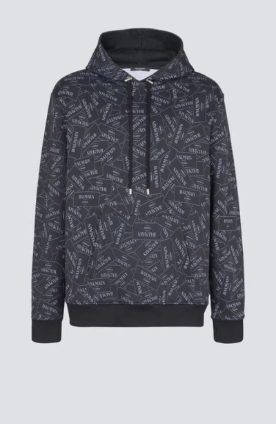 Balmain Hoodie With All-over  Label Print