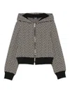 Balmain Hoodie With All-over Pb Monogram Motif In Gray