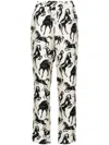 Balmain Womens Ecru Noir Horse-print Mid-rise Straight-leg Silk Trousers In Neutrals