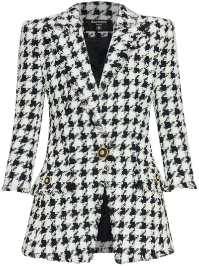 Balmain Houndstooth Blazer In White