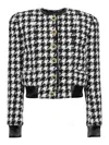 Balmain Casual Jacket With Houndstooth Pattern In Black