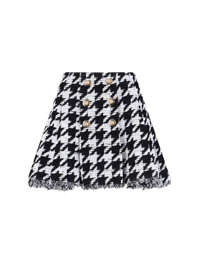 BALMAIN HOUNDSTOOTH MINI SKIRT